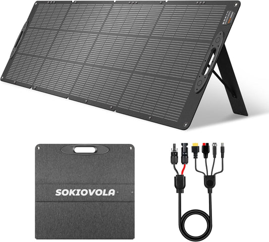 200W Portable Solar Panels,Foldable Solar Panel,IP68 Waterproof & Durable Up to 25% Efficiency N-Type 16BB Solar Cell ETFE Folding Solar Panel Kit,for Power Station Outdoor Camping RV