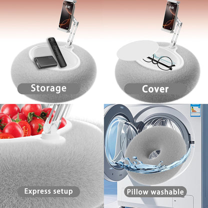 KABCON Pillow Tablet Stand for Kindle,360°Adjustable Aluminum Pole Phone Holder with Soft Plush Fabric for 4.7"-13" Phones/Tablets,iPad Pro Mini Air 12.9,iPhone Pro Max,Samsung Galaxy,LG,Kindle-Grey