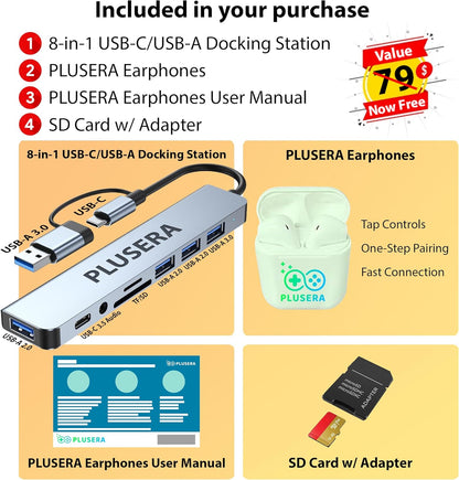 Lenovo V15 G4 15.6" FHD Laptop Computer, 24GB RAM 1.5TB Storage (1TB SSD+512GB Docking Station Set), 8-Cores AMD Ryzen 7, Windows 11 Pro with Microsoft Office Included, PLUSERA Earphones, Black