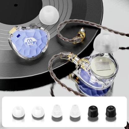 BASN ASONE 14.2mm Planar Diaphragm Driver in-Ear Monitors Earphone with Two Detachable MMCX Cables for Musicians Drummers Bass Players Singers (Blue)