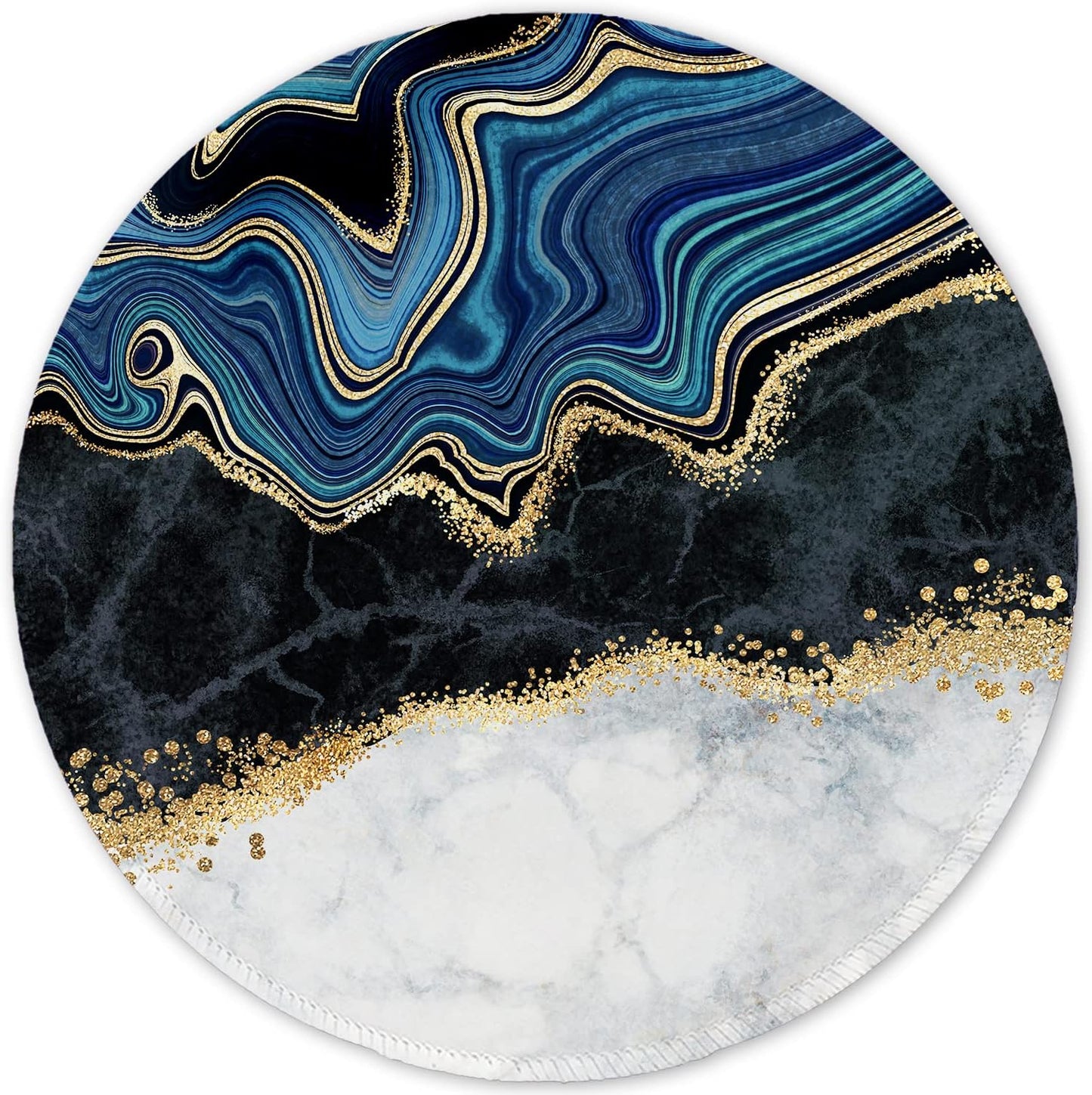 ITNRSIIET Round Mouse Pad with Stitched Edge Premium-Textured Waterproof Non-Slip Rubber Base Desktop Protection Mat Diameter 8.7 inches, Abstract Art Marble