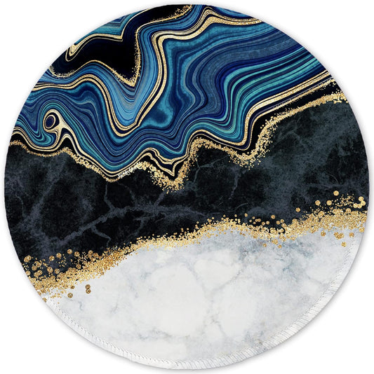 ITNRSIIET Round Mouse Pad with Stitched Edge Premium-Textured Waterproof Non-Slip Rubber Base Desktop Protection Mat Diameter 8.7 inches, Abstract Art Marble