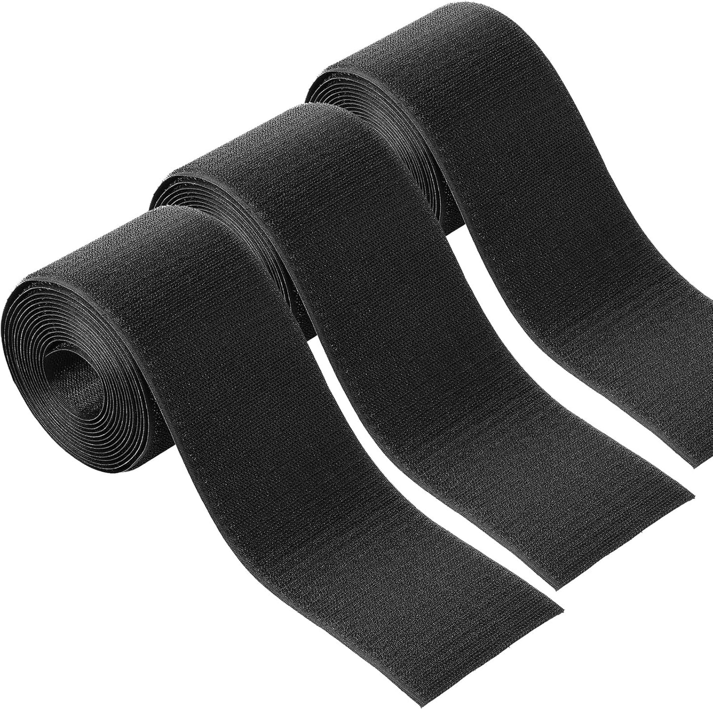 WILLBOND 4 Pack 10 ft x 3 Inch Cable Floor Strip Cable Cover Cords Carpet Protector Management Hook and Loop Tape for Wires on Floor Cords and Prevent a Trip Hazard (Black)