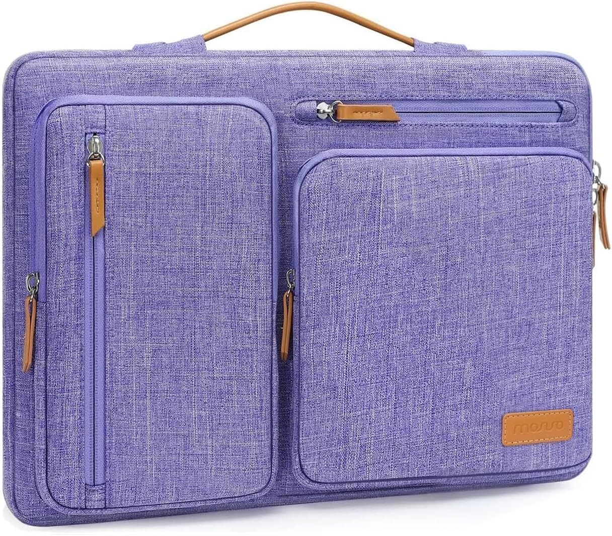 MOSISO 360 Protective Laptop Case 15 inch, 15 inch Laptop Sleeve Compatible with MacBook Air M4 M3 M2 2025 2024 2023, Dell XPS Plus, Side Open Carrying Case with 4 Zipper Pockets&Handle, Purple