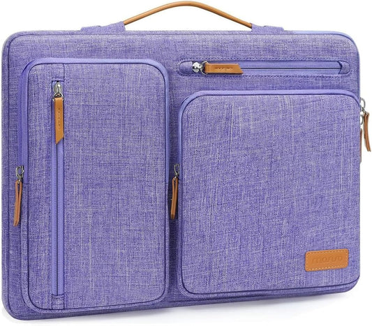 MOSISO 360 Protective Laptop Case 15 inch, 15 inch Laptop Sleeve Compatible with MacBook Air M4 M3 M2 2025 2024 2023, Dell XPS Plus, Side Open Carrying Case with 4 Zipper Pockets&Handle, Purple