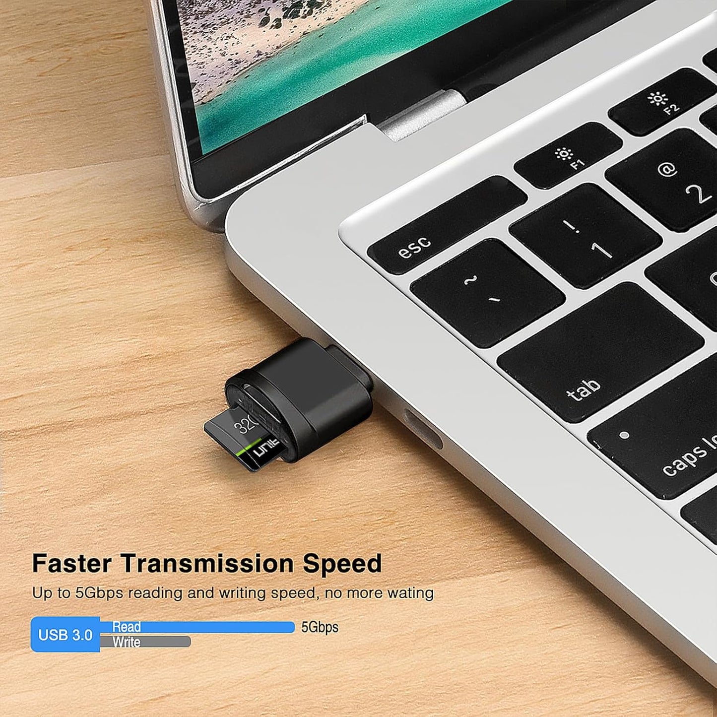 leizhan Type C Micro SD Card Reader with Keychain, USB C to Micro SD SDHC SDXC OTG Memory Reader, Type-C Card Reader Adapter Compatible for MacBook Windows Lixus Samsung Galaxy - Black