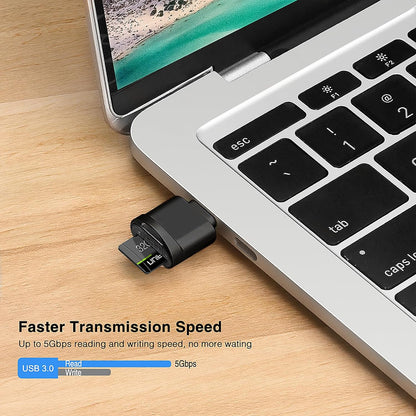 leizhan Type C Micro SD Card Reader with Keychain, USB C to Micro SD SDHC SDXC OTG Memory Reader, Type-C Card Reader Adapter Compatible for MacBook Windows Lixus Samsung Galaxy - Black