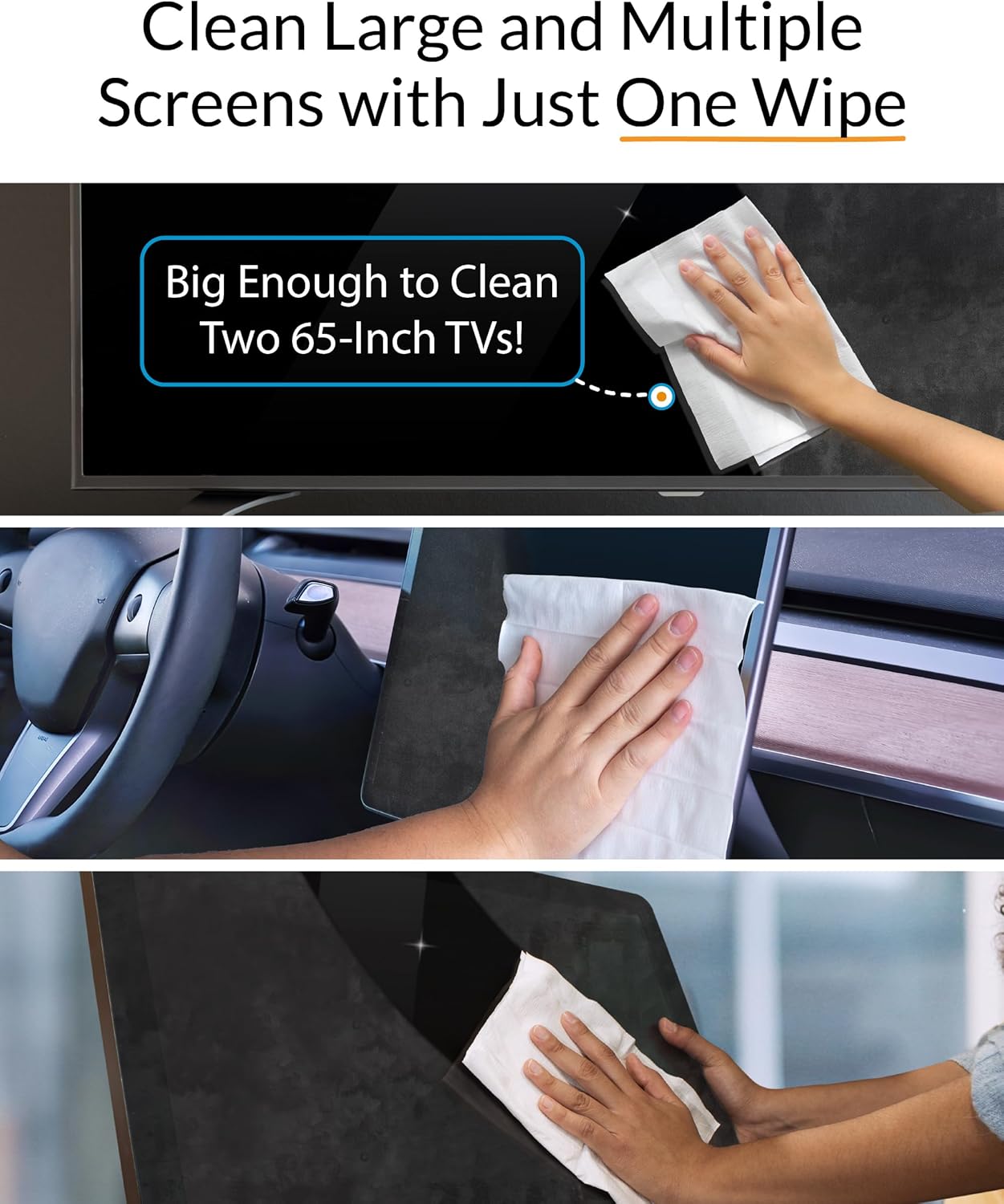 iCloth XL Screen Cleaning Wipes, Lint-Free and Streak-Free, Fast-Drying, Removes Dust, Fingerprints, and Smudges (10 XL Wipes)