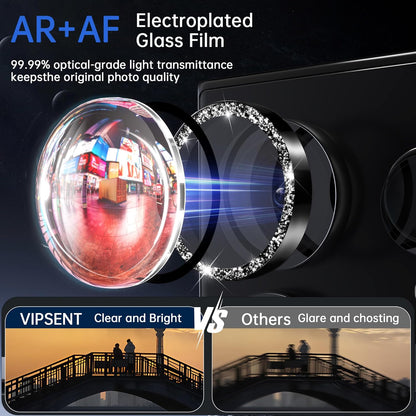 For Samsung Galaxy S25 Ultra Camera Lens Protector, Individual Lens Protector, Ultra HD 9H Tempered Glass Screen Protective Cover, Anti-scratch, Military Grade Drop Protection 2 Set. (Glitter Black, S25 Ultra)