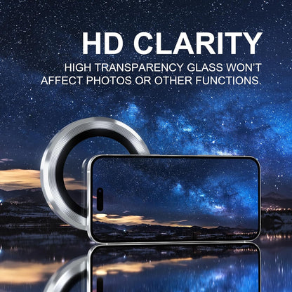 Choiche Compatible for iPhone 16 Pro/iPhone 16 Pro Max Camera Lens Protector, 9H Tempered Glass Camera Cover Screen Protector Metal Ring Decoration Accessories (Silver)