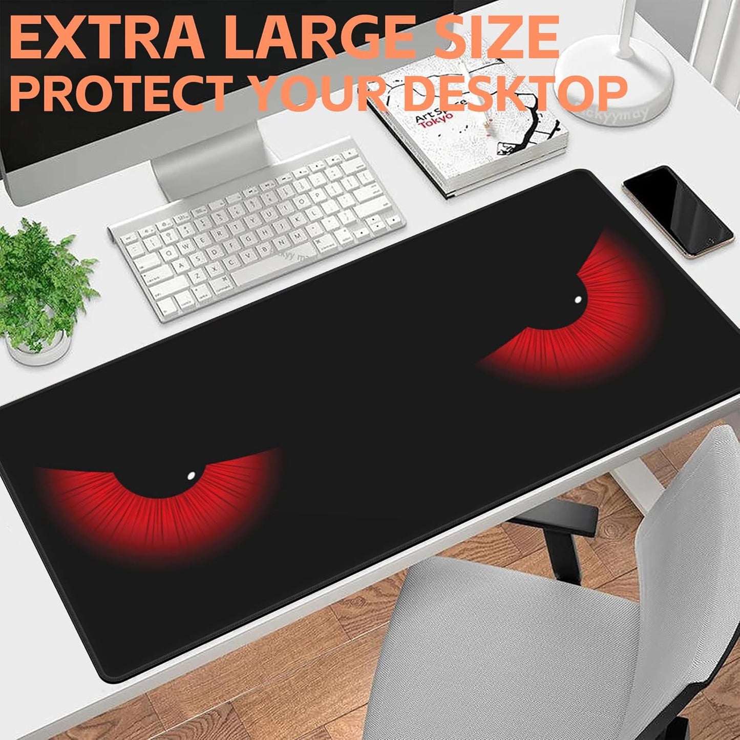 Mouse Pad Large Evil Eyes Non-Slip Game Desk Mat with Stitched Edge Laptop Keyboard Desk Pad for Work Home Gaming (35.4 x 15.7 Inches)
