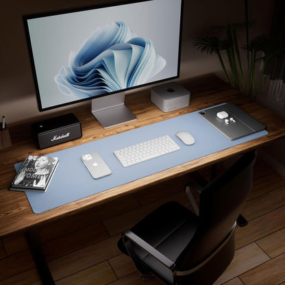 Aothia Leather Desk Pad Protector - Large Mouse Pad, Office Mat, Non-Slip PU Leather Blotter, Laptop Desk Pad, Waterproof Writing Pad for Office and Home (Denim Blue, 38" x 13.7")