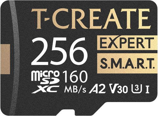TEAMGROUP T-Create S.M.A.R.T A2 256GB Micro SDXC U3 V30 4K R/W Speed up to 160/150 MB/s High Speed Flash Memory Card for Creators, Compatible with GoPro, Insta360 TTCS256GIA2V3003