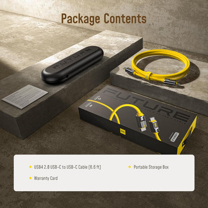AOHI USB4 2.0 Cable 6.6ft with 240W PD3.1 Fast Charging, 80Gbps Data Transfer, Dual 8K/Triple 4K Display, The Future Adonis USB C Cable for MacBook Pro/Air, iPhone 16 Pro Max, SSD, Docking, Yellow