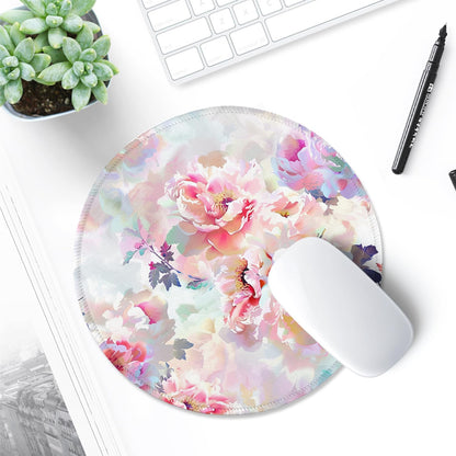 ITNRSIIET Round Mouse Pad with Stitched Edge Premium-Textured Waterproof Non-Slip Rubber Base Desktop Protection Mat Diameter 8.7 inches, Beautiful Flowers