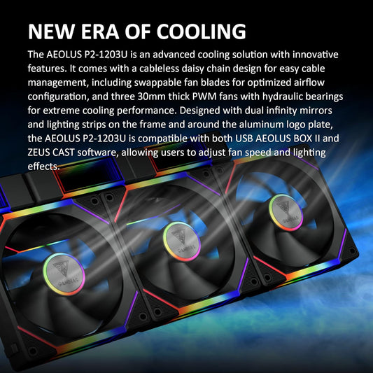 GAMDIAS Aeolus P2-1203U 120mm ARGB PWM Fan(3 Fan Pack w/USB Hub), Include Reverse Fan Blade x3, ARGB Sync Ready, Easy Installation & Cabless Daisy-Chain Design, Silent Operation, Up to 2400RPM, Black