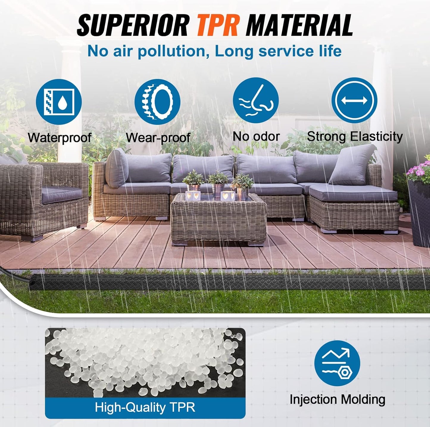 VEVOR 3 PCs Drop Over Cable Cover Ramp, 2,000 lbs/axle Load Capacity, Heavy Duty Cable Hose Protector Ramp, Floor Cord Cover for High Walking Traffic Areas Indoor Outdoor Home Office Warehouse School