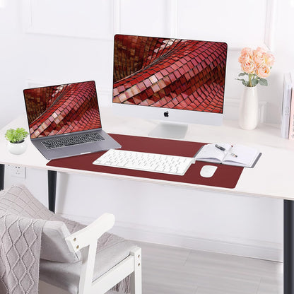 AFIING Leather Desk pad Protector, Large Desk mat with Natural Cork & PU Leather,Mouse pad,Non-Slip Office Desk Mat,Waterproof Desk Writing Pad for Office and Home (23.6in*13in, Red)