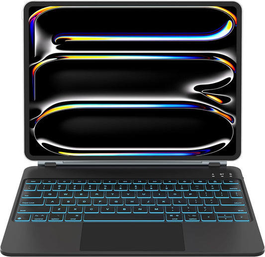iPad Pro 13 inch case 2024 with Keyboard, Keyboard Case for iPad Pro 13-inch (M4, 2024) with 7 Colors Backlight, Multi-Touch Trackpad, Easy-Set Magnetic Stand, Auto Sleep/Wake (Black)