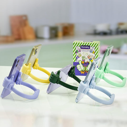 Honsky Thumbs up Cell Phone Stand,Stocking Stuffers Idea,Ok Stand Tablet Stand Cradle for Desk,Smartphone Cellphone Mobile Phone Tablets - Universal Adjustable Flexible - Light Green
