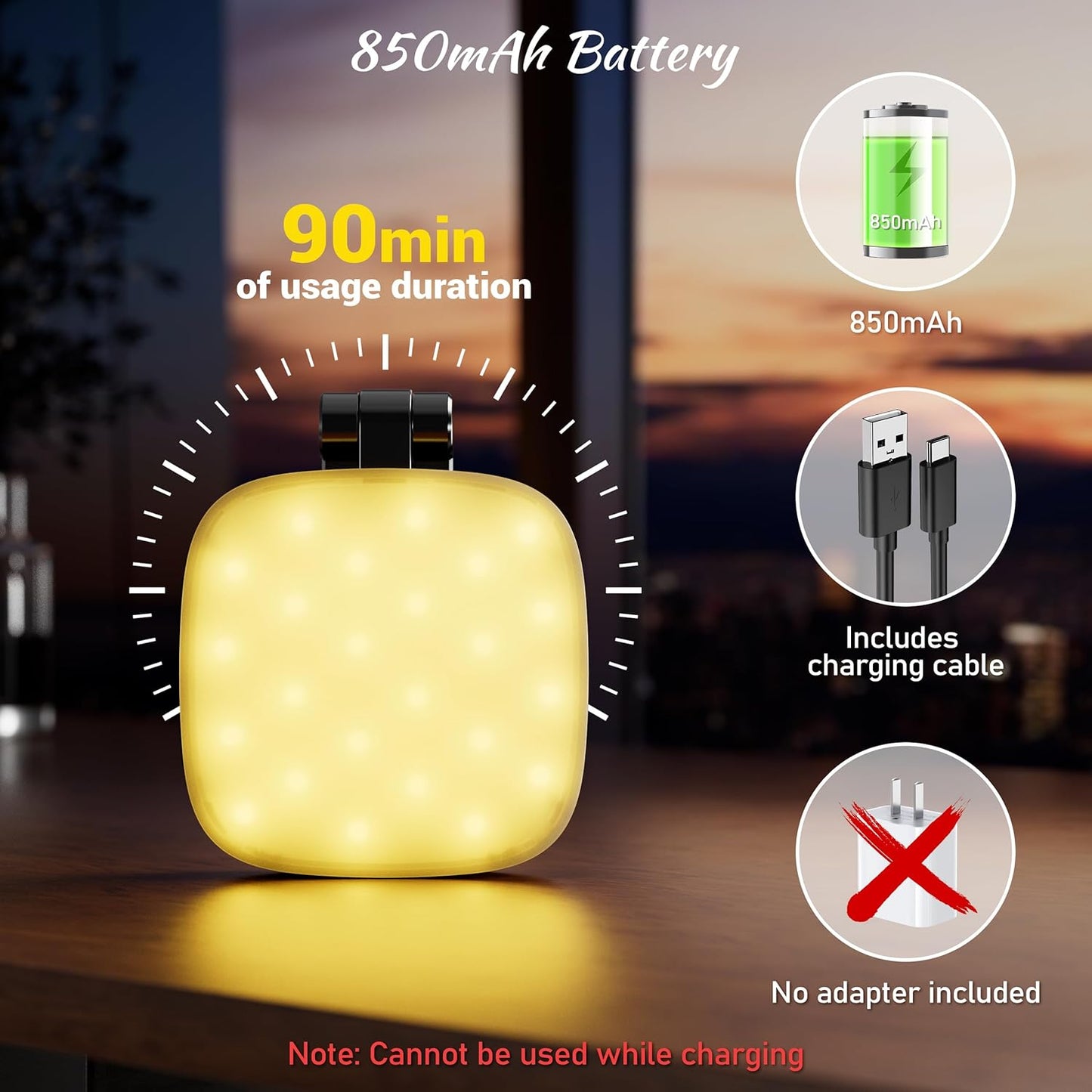Magnetic Selfie Light for Phone: 5 Led Mode with Mirror Compatible for iPhone & Android - Rechargeable Portable Fill Light for Photography/Video Recording/Conference/Vlog/Makeup (Black)
