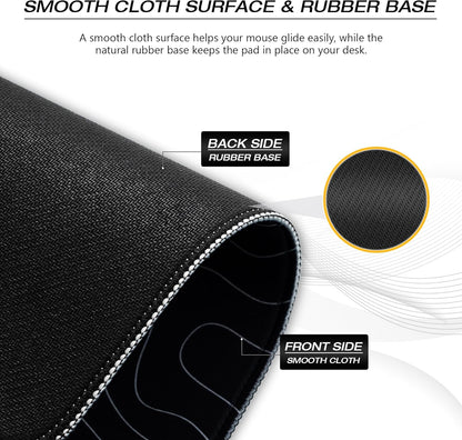 XVX Black and White Topographic Mousepad, XXLarge Gaming Mouse Pad for Desk 35.4x15.7 Inch,Waterproof Desk Pad with Non-Slip Rubber Base Mice Pad,Keyboard Mat Computer Game Mouse Mat