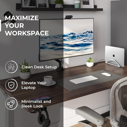 HumanCentric Vertical Laptop Stand for Desks in Silver Color, Upright Adjustable Holder to Dock Apple MacBook, MacBook Pro, and Other Laptops to Organize Work & Home Office, Automatic Grip