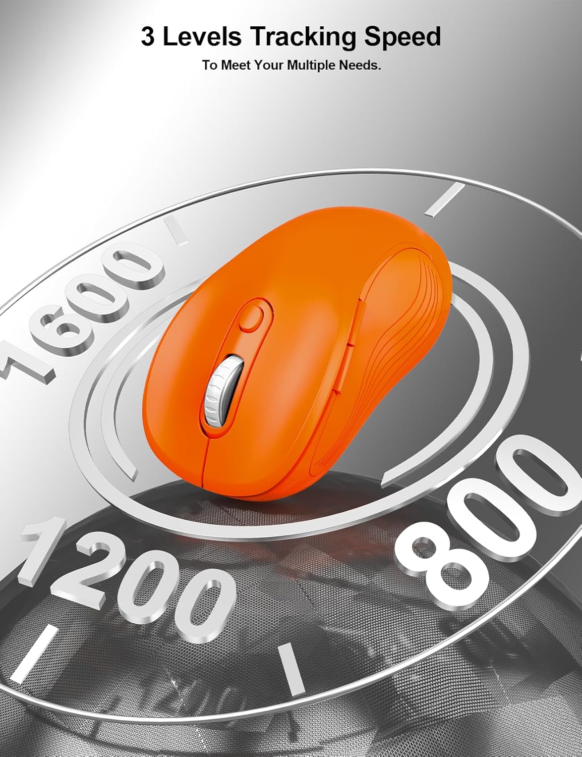 Trueque Wireless Mouse for Laptop, 2.4GHz Ergonomic Computer Mouse with Back & Forward Buttons, 3-Level DPI, 6 Buttons, Optical USB Cordless Mice for Windows Chromebook MacBook PC (Orange)