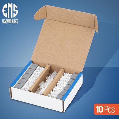 Everest 90° Angled RJ45 Cat6 Keystone Jacks 10-Pack in Gray - Slim Profile Female RJ45 Connectors - Cat 6 Keystone Jack - Compatible with 90° Angled Speed Termination Tool - easyJACK (B094WB91H3)