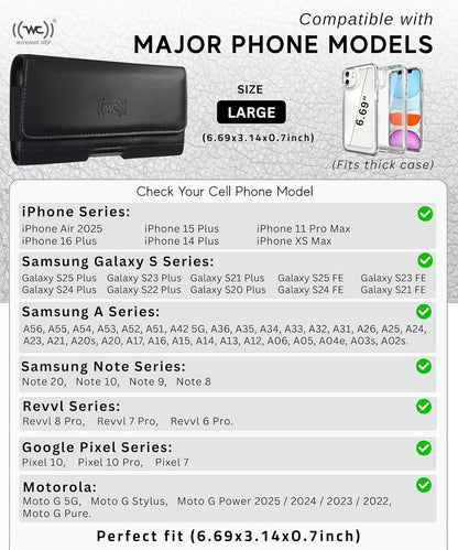 Credit Card Slot Phone Holster for Men & Women – Leather Cell Phone Case & Phone Pouch with Belt Clip/Loop Holder, Fits iPhone Air 2025, 16 Plus, 15 Plus, 14 Plus, 11 Pro Max, XS Max