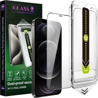 (2-Pack Ultra HD Clear Screen Protector for iPhone 12 Pro Max (6.7-Inch),9H Tempered Glass,Full Coverage,Anti-Fingerprint,Auto Dust Removal,Bubble-Free,Easy Installation