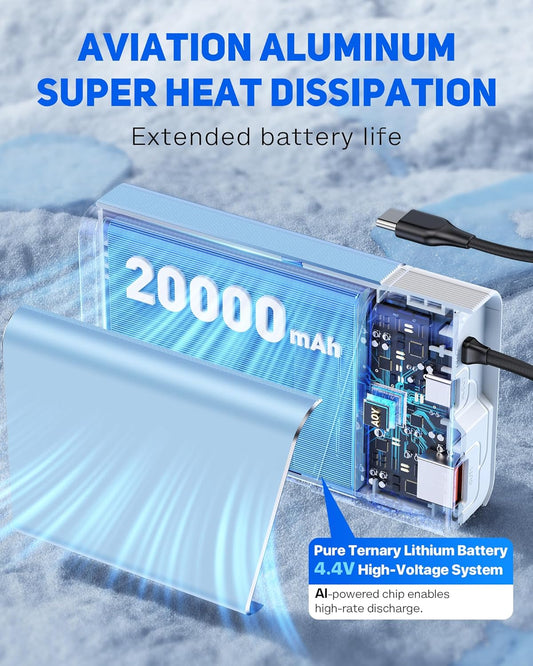 Portable Charger 20000mAh, 22.5W PD 3.0+QC 4.0 Super Fast Charging Power Bank, Cooler Aerospace Metal Case for iPhone 17 16 15 14, 13 Android, iPad, Samsung Google Tablet & More, Travel Essential