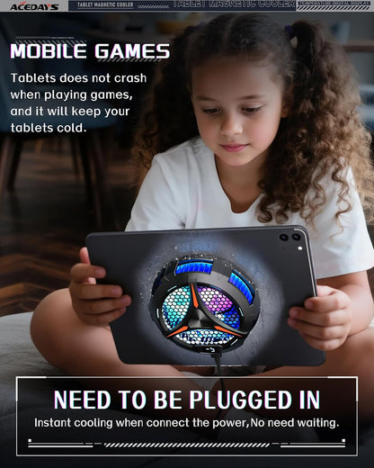 iPad Cooler,Magnetic Tablet Cooler for ipad/Surface pro/Samsung Tab,Compatible for Steam Deck,Universal Radiator with Temperature Display for Mobile Gaming,Tiktok Live Streaming