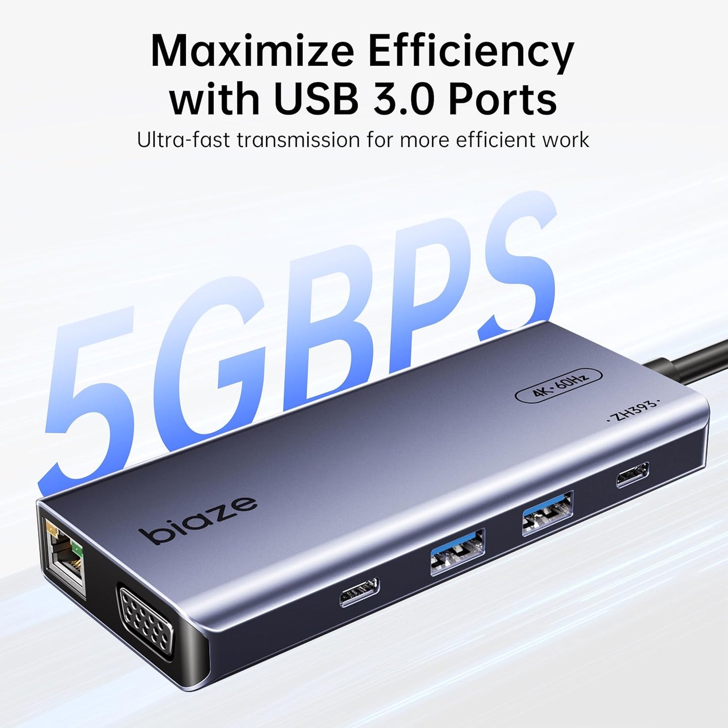 10-in-1 USB C Hub Multiport Adapter, 4K60Hz HDMI & VGA, 100W PD Charging, Gigabit Ethernet, USB 3.0, SD/TF Card Reader, 3.5mm Audio, for MacBook, iPad, Dell, HP and More Type C Laptops