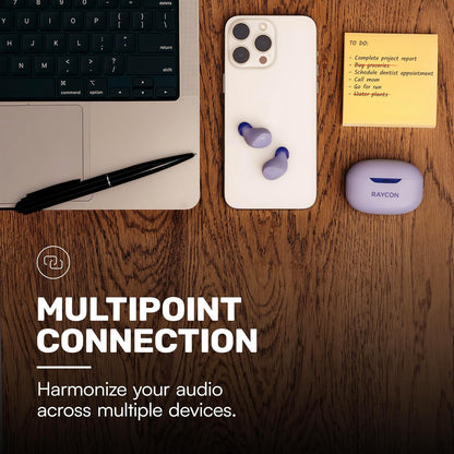 Raycon Everyday Earbuds Plus - Bluetooth True Wireless in-Ear Buds with 32 Hours Playtime, Multipoint Technology, Extreme Comfort, and Active Noise Cancellation (Blush Violet)