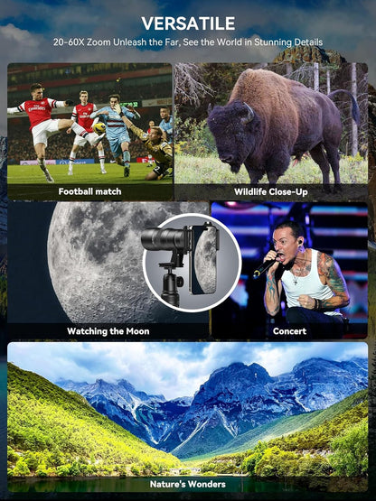 MIAO LAB 20-60X Zoom Telephoto Lens, High Power Telephoto Mobile Cell Phone Lens with Tripod & Universal Phone Clip, for iPhone 16/15/14/13 Series, Samsung, Android Phone and Most Smartphone