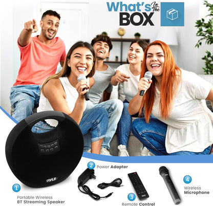Pyle Mini IPX4 Waterproof Wireless Portable Bluetooth Speaker, with Built in Rechargeable Battery, Wireless Microphone, Clear Surround Sound, for Indoor and Outdoor Activities