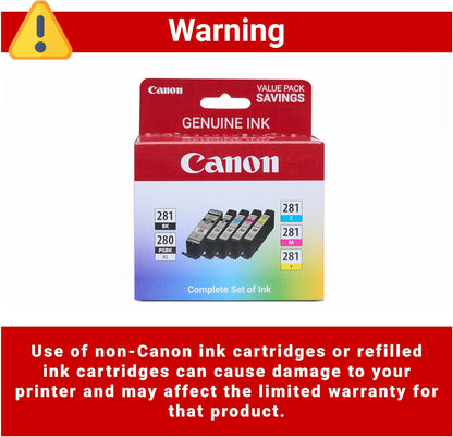 Canon PGI-280XL/CLI-281 5 Color Pack Compatible to TR8520, TR7520, TS9120 Series,TS8120 Series, TS6120 Series