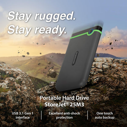 Transcend 2TB USB 3.1 Gen 1 StoreJet 25M3S SJ25M3S Rugged External Hard Drive TS2TSJ25M3S