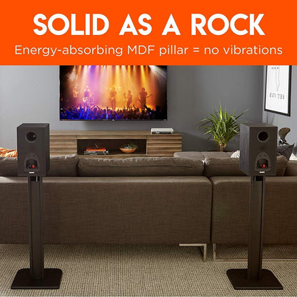 ECHOGEAR Universal Floor Speaker Stands - Vibration-Absorbing MDF Design Works with Klipsch, Polk, JBL & Other Bookshelf Speakers Or Studio Monitors - Includes Sound Iso Pads & Carpet Spikes