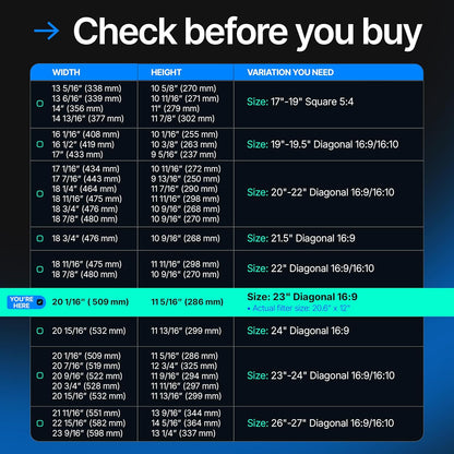Acrylic 23 Inch Computer Privacy Screen Filter for Widescreen Computer Monitors - 20.6" x 12" (524 x 306mm) - Monitor Frame Hanging Type