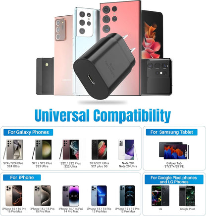 Phone 15 16 Charger, 30W Super Fast Charging, USB C Block Type C Cable Cord [ 6.6ft+10ft ] for iPhone iPhone 16,16 Plus,16 Pro,16 Pro Max, iPhone15, iPad Pro 12.9/11, Galaxy S24,S23,S22,S21-2Pack