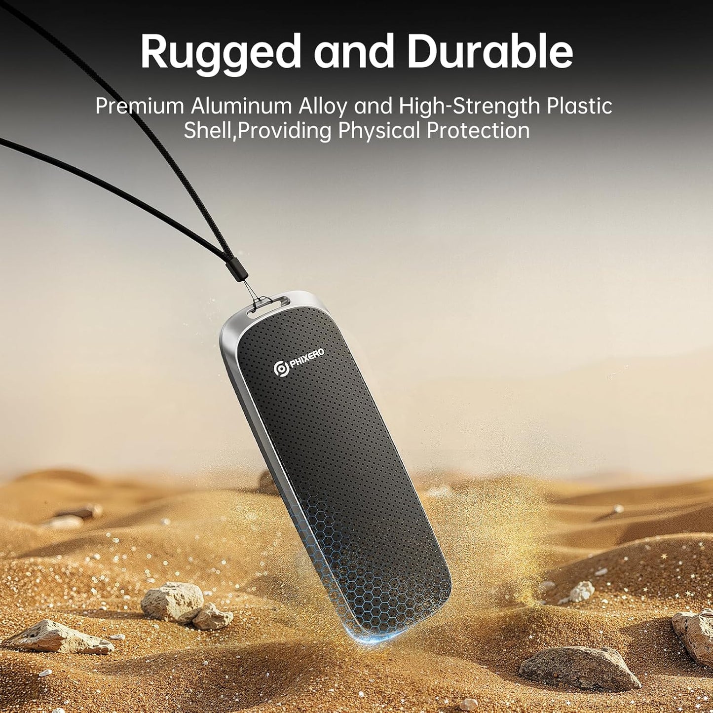 PHIXERO P10PRO External NVMe SSD 1TB, Up to 1050MB/s, USB 3.2 Gen2, Includes 2-in-1 USB C Cable, Portable Hard Drive for iPhone 15+/Android/Windows/Mac, Black