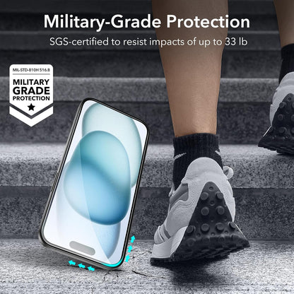 ESR 3+1 Pack for iPhone 15 Screen Protector, 3 Tempered-Glass Screen Protector and 1 Set Camera Lens Protector, 2.5D Curved Edges, Full-Coverage Military-Grade Protection, Scratch Resistant