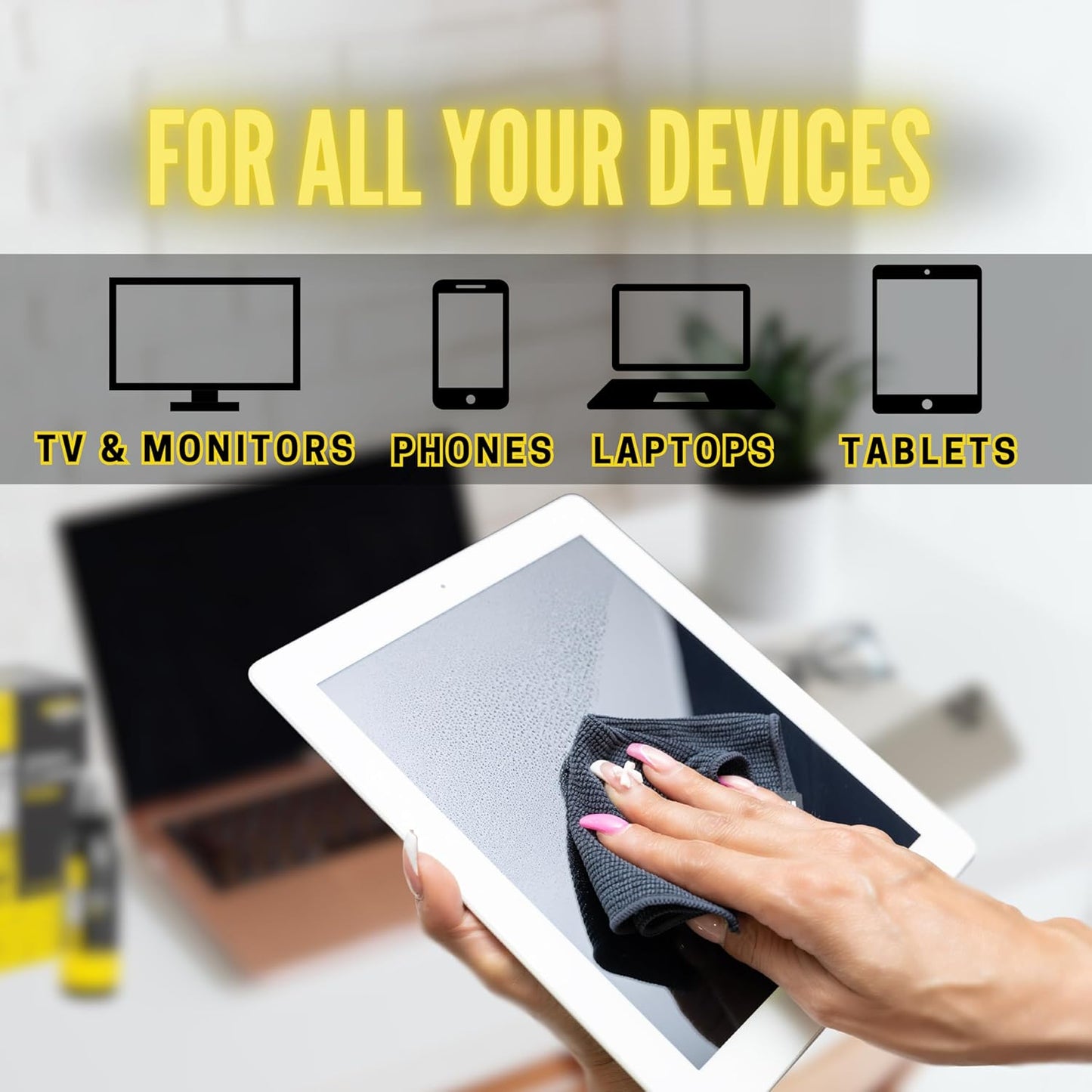 Screen Cleaner Spray (3.3oz - 100ml) - Streak-Free, Eco-Friendly Screen Cleaning Kit | Best for TV, Laptops, Computer Monitors, Phones, Tablets