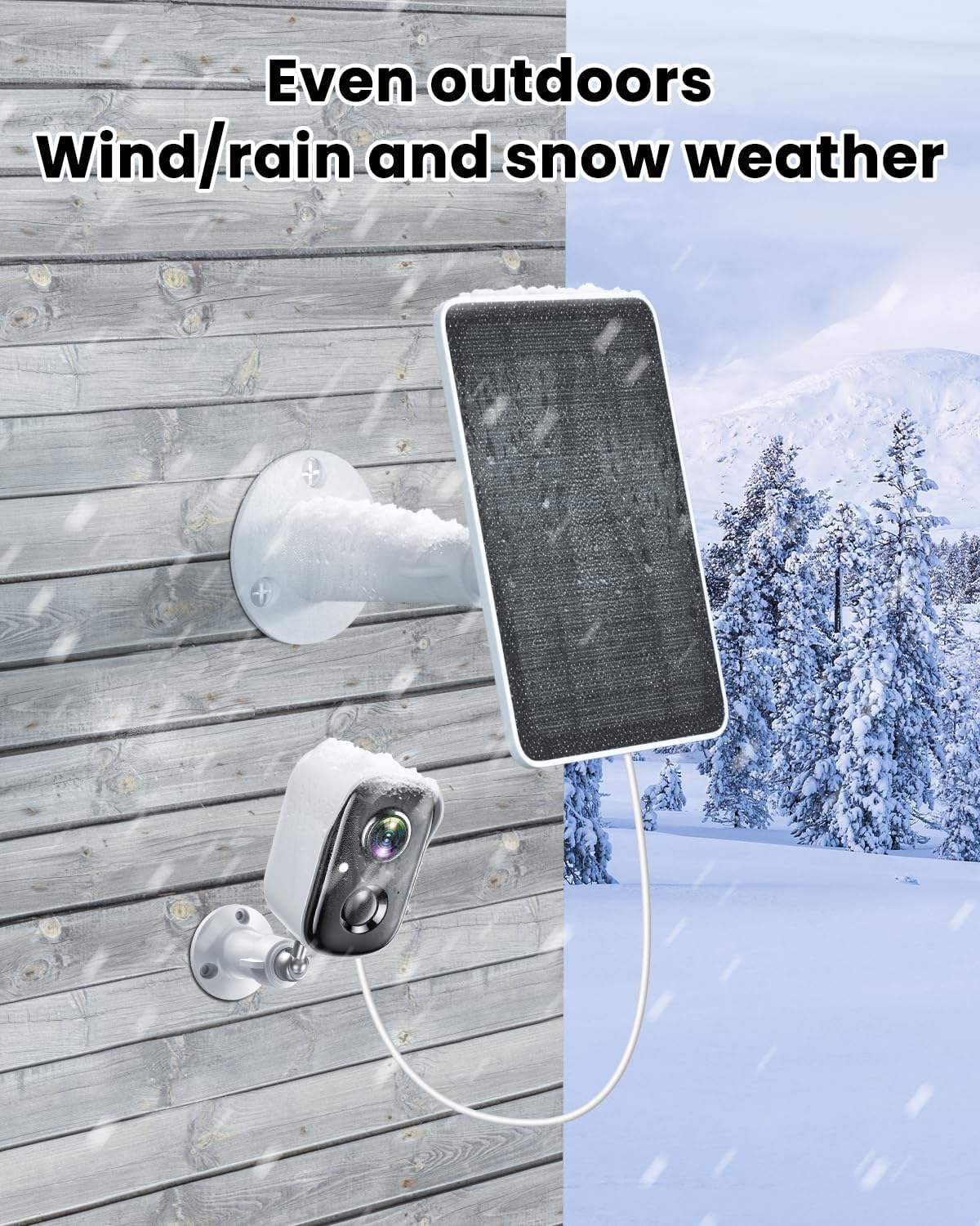 Solar Panel Charger Compatible with Vision Well Battery Powered Wireless Outdoor Security Cameras, 5W Solar Panels Charging with IP65 Waterproof 10ft USB-C Cable & Secure Wall Mount, 2 Pack