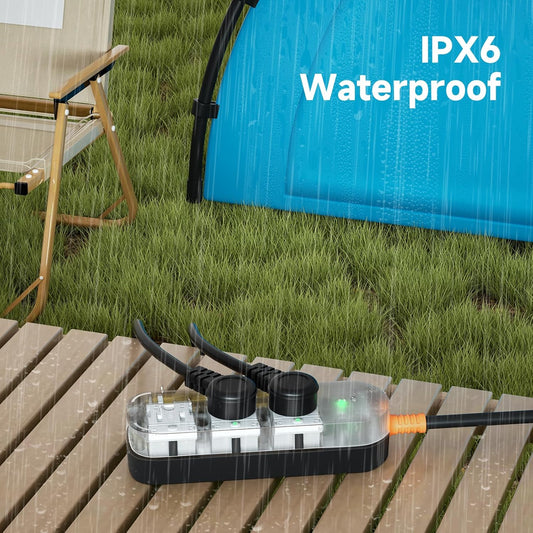 Surge Protector Power Strip, Covozon 3 Outlets 6ft Extension Cord, 1875W Outdoor Power Strip Weatherproof, Mountable Small Power Strip for Home, Outdoor, Travel.