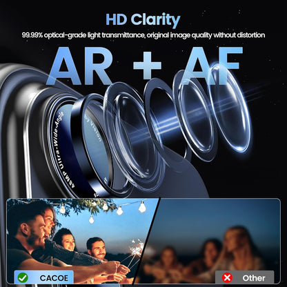 CACOE for iPhone 16/16 Plus Camera Lens Protector - Metal Frame Tempered Glass Cover, [Anti-Scratch] [Drop-Proof][Strong-Adhesion] Camera Screen Cover (Black)