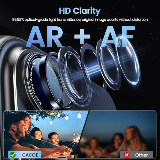 CACOE for iPhone 16/16 Plus Camera Lens Protector - Metal Frame Tempered Glass Cover, [Anti-Scratch] [Drop-Proof][Strong-Adhesion] Camera Screen Cover (Black)