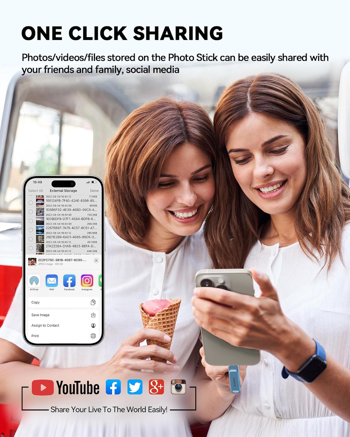 MFi Certified 256GB Flash Drive for iPhone Photo Stick, USB Thumb Drive Memory Stick High Speed USB Drive Photo Storage for iPhone Flash Drive Compatible for iPhone/iPad/Android/PC (Blue)